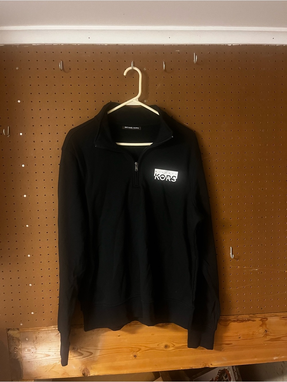 Michael Kors Black Half-Zip Logo Pullover Sweater